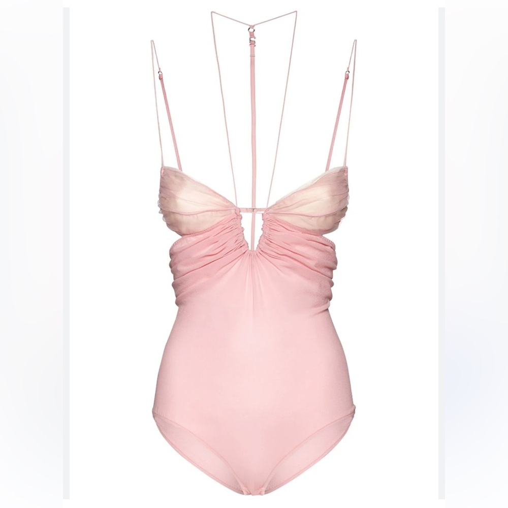 Nensi Dojaka Silk Georgette Keyhole Bodysuit in Blossom XS